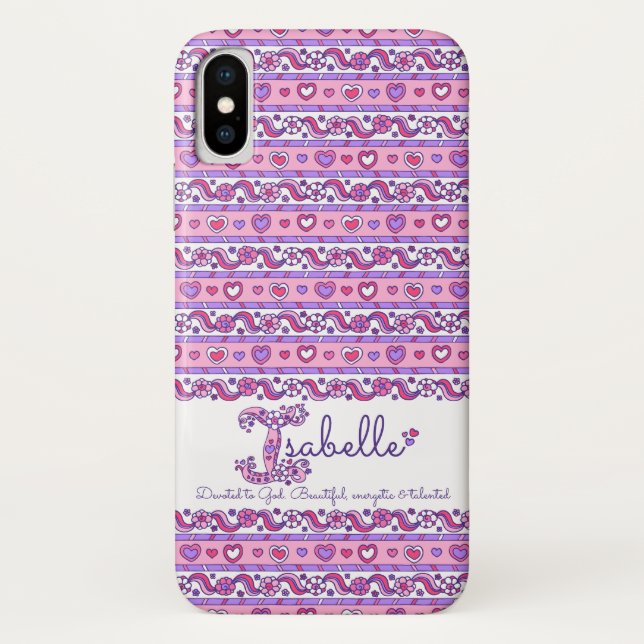 Isabelle I monogram name meaning doodle case (Back)