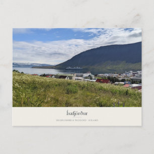 Ísafjörður Fjord and Summer Wildflowers Postcard