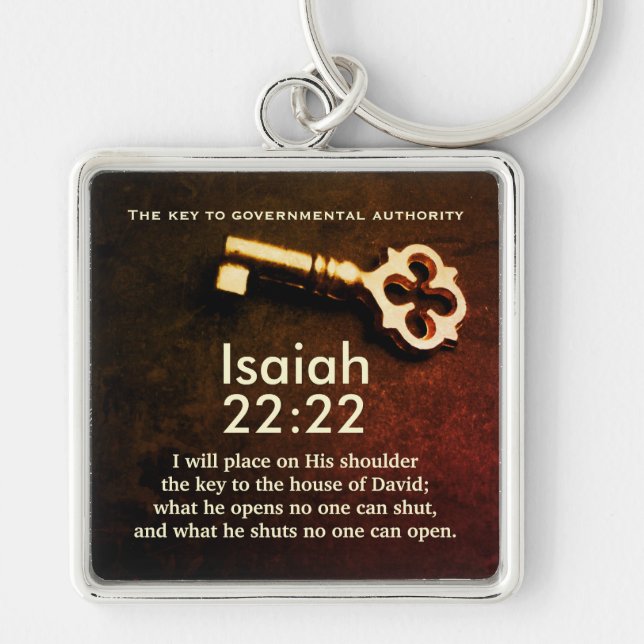 Isaiah 22:22 Key to the House of David Bible Verse Key Ring (Front)