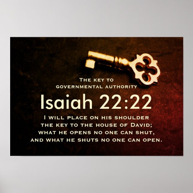 Isaiah 22:22 Key to the House of David Bible Verse Poster (Front)