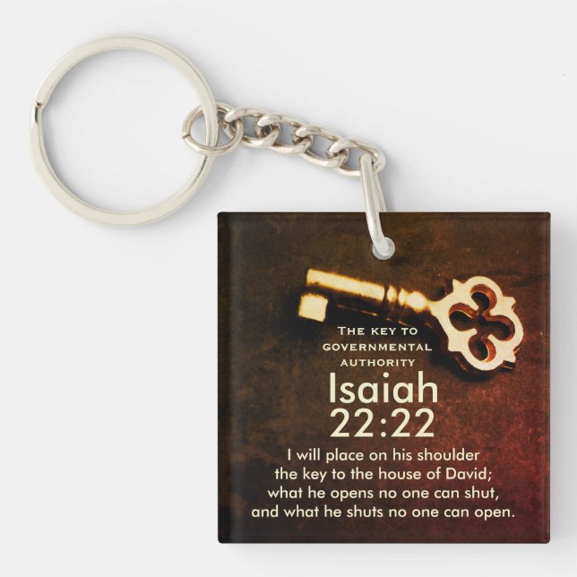 Isaiah 22:22 Key to the House of David Bible Verse Ring (Front)