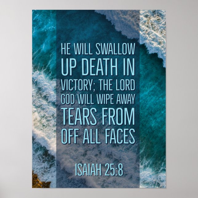 Isaiah 25:8 Bible Verse Poster (Front)