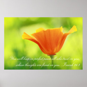 Isaiah 26:3, Orange poppy Poster