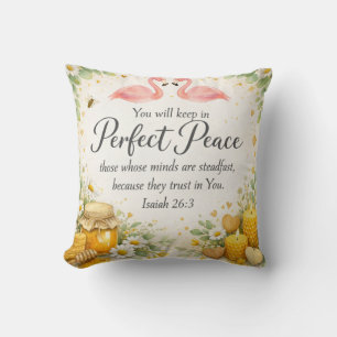 Isaiah 26:3 - Peace Bible Verse - Flamingo Rustic Cushion