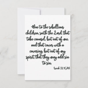 Isaiah 30:1 KJV Bible Verse Flat Greeting Card