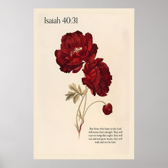 Isaiah 4031 Wall Art Print – Red Peonies Botanical (Front)