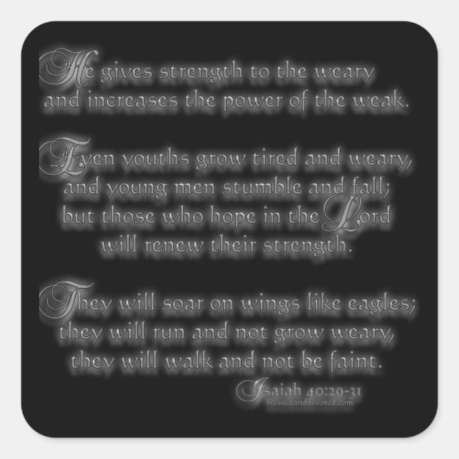 Isaiah 40:29-31 square sticker (Front)