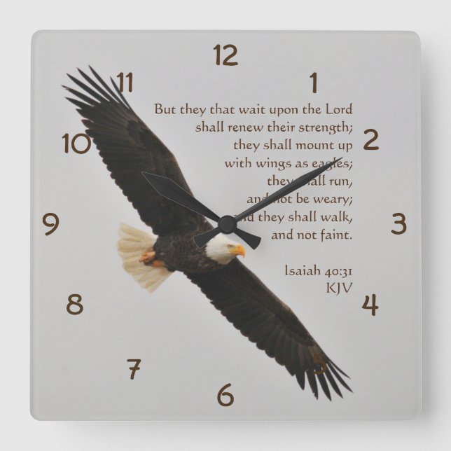 Isaiah 40:31 But they that wait Christian Square Wall Clock (Front)