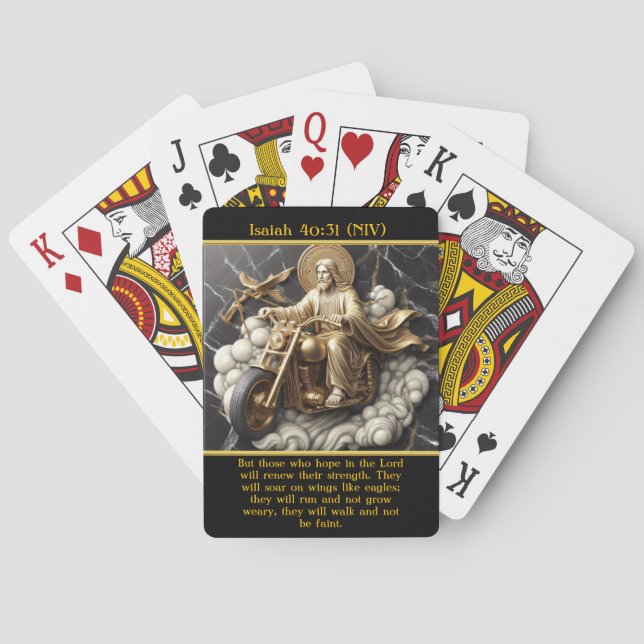Isaiah 40:31 Divine Empowerment in Motion AI Art Playing Cards (Back)