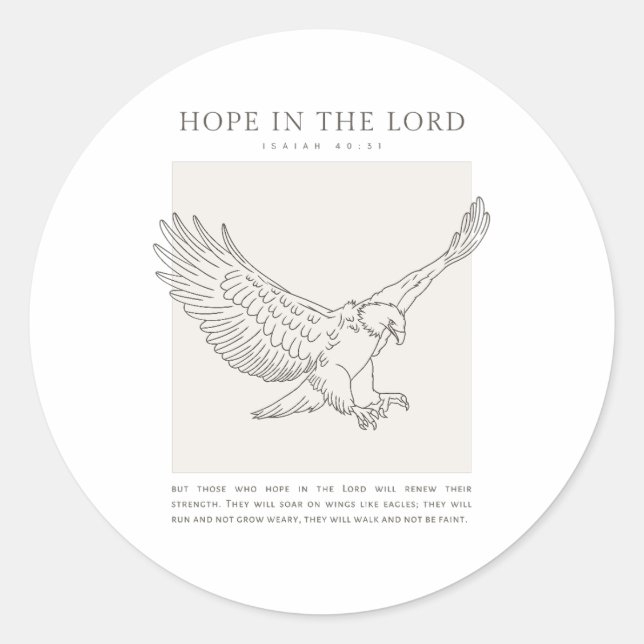 Isaiah 40:31 Hope in the Lord Classic Round Sticker (Front)
