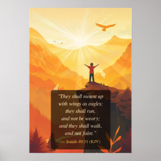 Isaiah 40:31 Soar Like Eagles — Bible verse Faith Poster