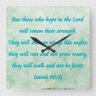 isaiah 40-31 square wall clock