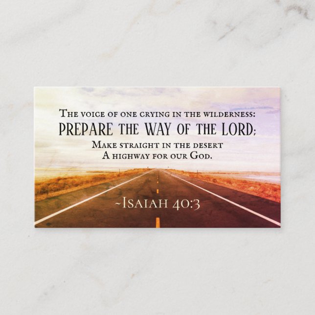 Isaiah 40:3 Prepare the way of the Lord, Bible Business Card (Front)