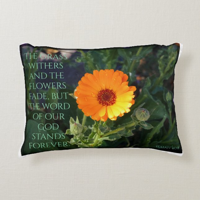 Isaiah 40:8 Bible Verse Decorative Cushion (Front)