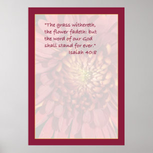 Isaiah 40:8 Scripture Print (Red Mum)