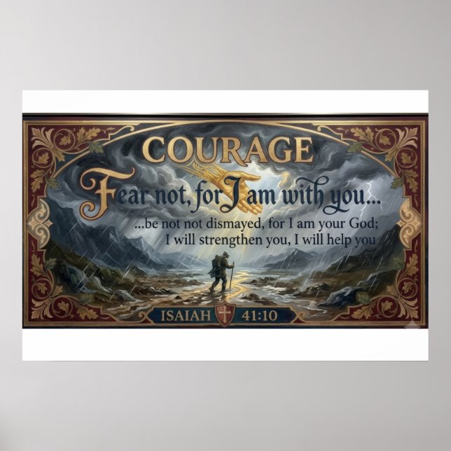 Isaiah 41:10 Courage Canvas Poster | Fear Not Art (Front)