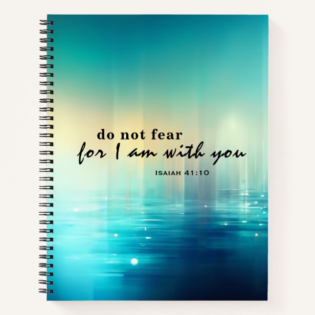Isaiah 41:10 Do Not Fear Bible Verse Blue Abstract Notebook (Front)