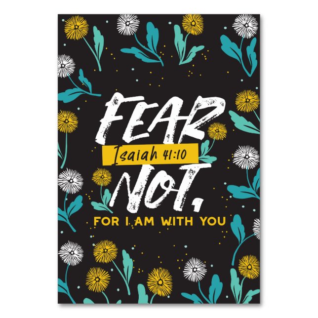 Isaiah 41:10 - Fear Not Inspirational Bible Verse  Table Number (Front)