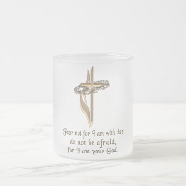 Isaiah 41:10 frosted glass coffee mug (Center)