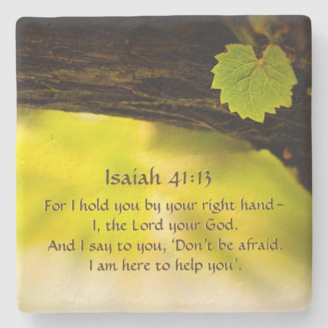 Isaiah 41:13  I hold you by your right hand— Bible Stone Coaster (Front)