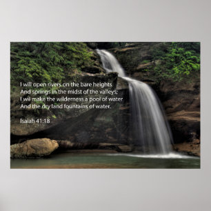 Isaiah 41:18 Waterfall Poster
