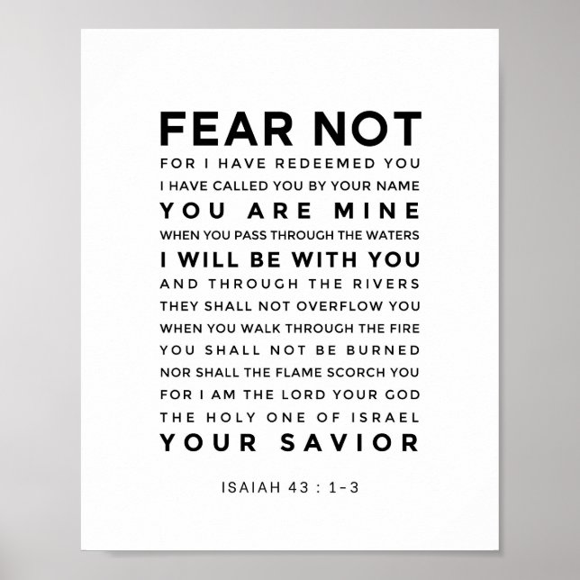 Isaiah 43:1-3 Fear Not Poster (Front)