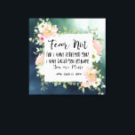 Isaiah 43:1 Fear Not For I Have Redeemed You Bible Canvas Print<br><div class="desc">Canvas art print with inspirational quote scripture depicts a beautiful floral watercolor frame with pink and white flowers and greenery on a green abstract background. It features an encouraging Bible Verse Isaiah 43:1,  "Fear not,  for I have redeemed you; I have called you by name,  you are mine."</div>