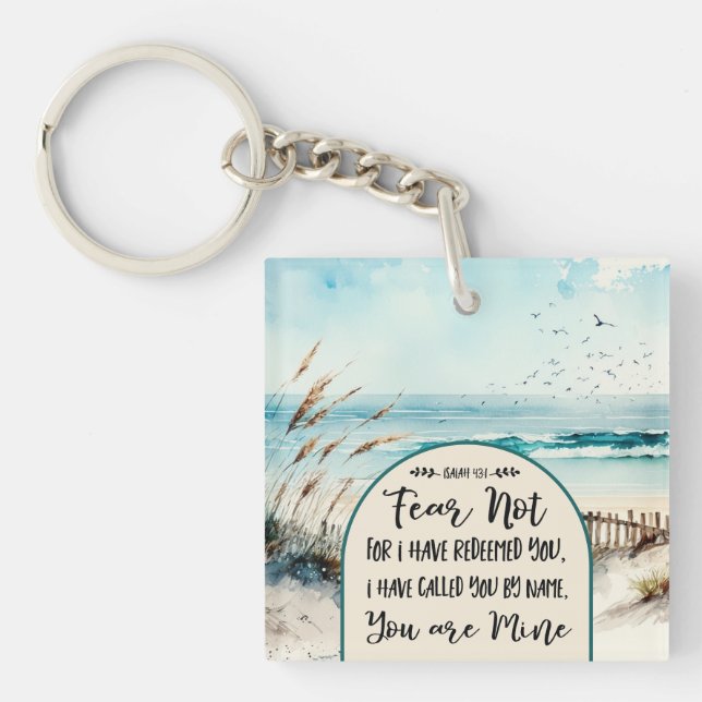 Isaiah 43:1 Fear not for I have redeemed you Ocean Key Ring (Front)
