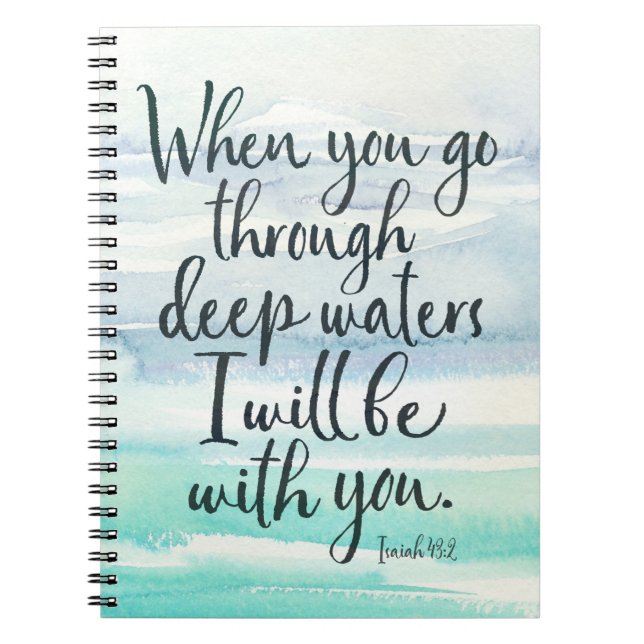Isaiah 43:2 Deep Waters Watercolor Bible Notebook (Front)