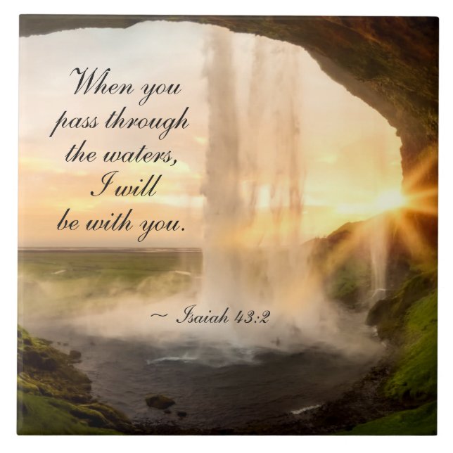 Isaiah 43:2 When you pass through the waters Bible Tile (Front)