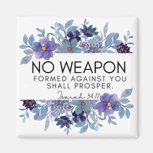 Isaiah 54:17 No Weapon Christian Purple Floral Magnet