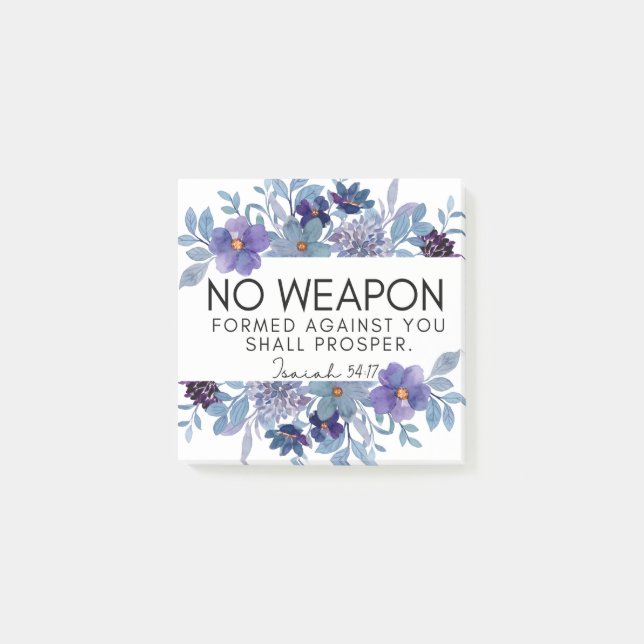 Isaiah 54:17 No Weapon Christian Scripture Floral Post-it Notes (Front)