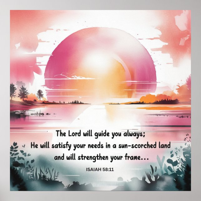 Isaiah 58:11 Christian Poster (Front)
