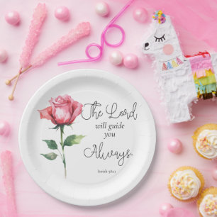 Isaiah 58:11 Flower Graduation Bible Verse Paper Plate