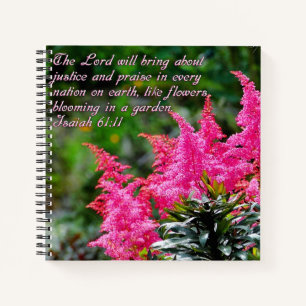 Isaiah 61:11 Pink Floral Inspirational Notebook