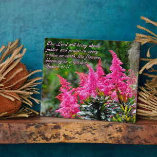 Isaiah 61:11 Pink Floral Inspirational Plaque
