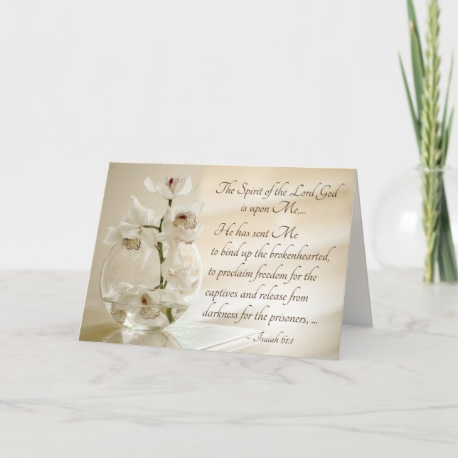 Isaiah 61:1,3 The Spirit of the Lord is Upon Me Card (Front)