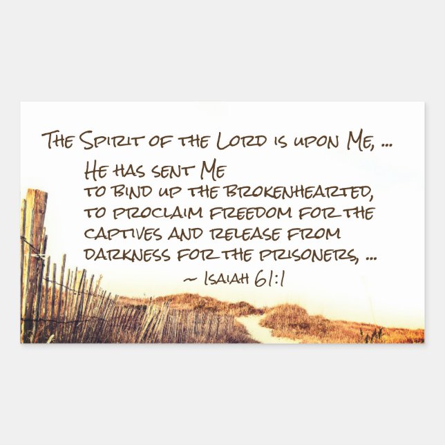 Isaiah 61:1 The Spirit of the Lord is upon Me, Rectangular Sticker (Front)