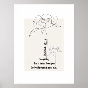 Isaiah 61:3 Floral Line Art Print – "God Restores"