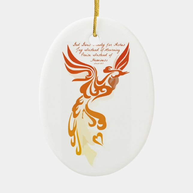 Isaiah 61 Phoenix Oval Ceramic Ornament (Front)