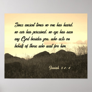 Isaiah 64:4 Bible Verse Beautiful Ocean Shorline Poster