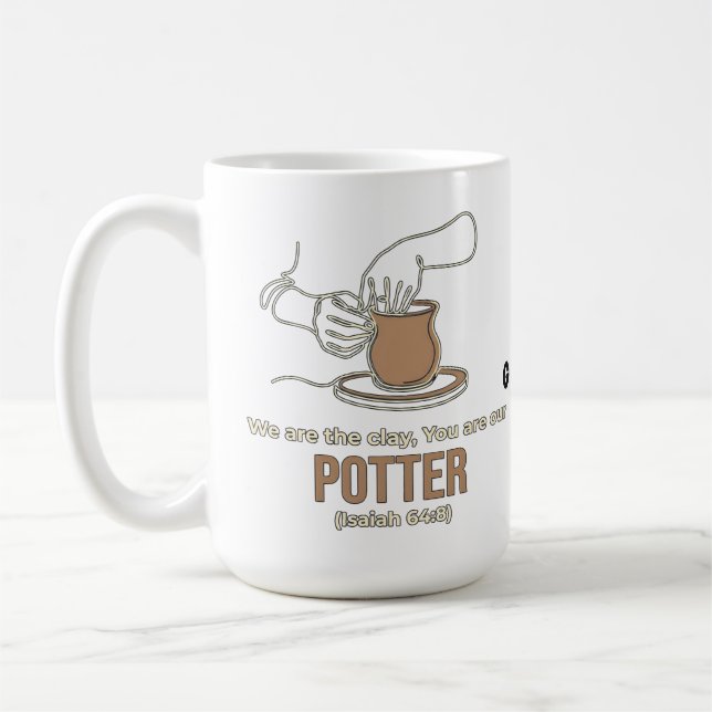 Isaiah 64:8 Potter and Clay Minimalist Line Art  Coffee Mug (Left)