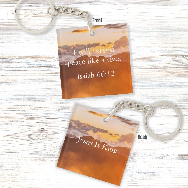 Isaiah 66:12 Bible Verse – Mountain Sunset Design Key Ring (Creator Uploaded)