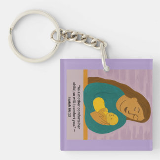 Isaiah 66:13 Comforting Mother and Baby Postcard Key Ring