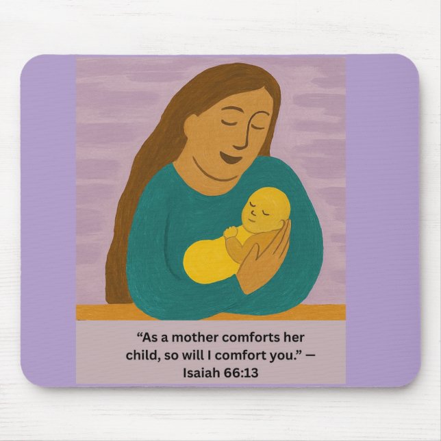 Isaiah 66:13 Comforting Mother and Baby Postcard Mouse Pad (Front)