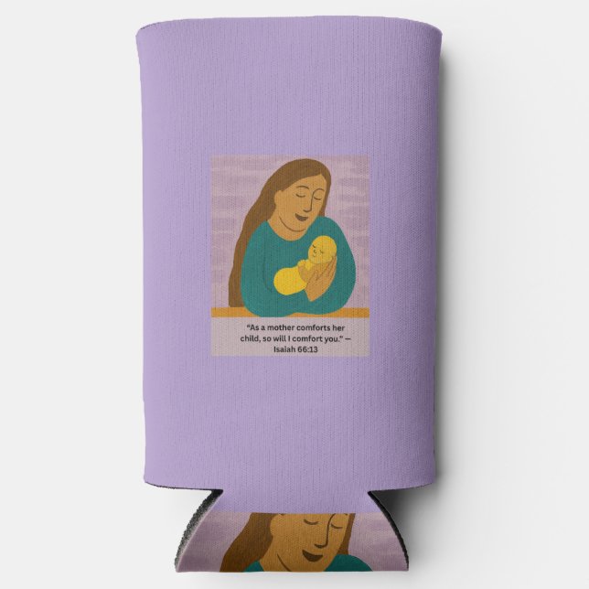 Isaiah 66:13 Comforting Mother and Baby Postcard Seltzer Can Cooler (Front)