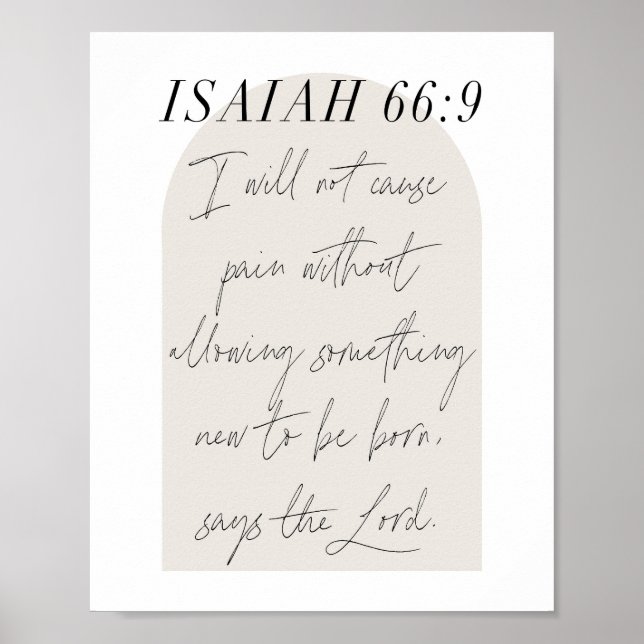 Isaiah 66:9 Minimal Boho Beige Arch Script Poster (Front)