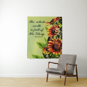 Isaiah 6:3 with Photograph of Sunflowers Tapestry