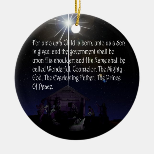 Isaiah 9:6-7 CHRISTMAS ORNAMENT BETHLEHEM (Front)