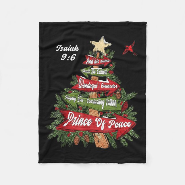 Isaiah 9_6 And He Will Be Called Jesus Xmas Tree C Fleece Blanket (Front)